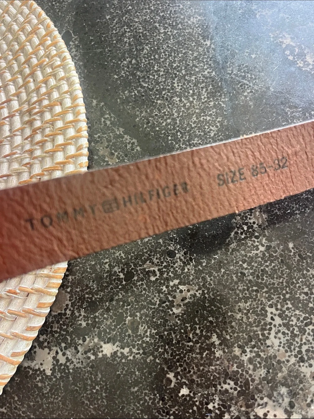 EUC Tommy Hilfiger brown leather belt silver studded accents size 32
